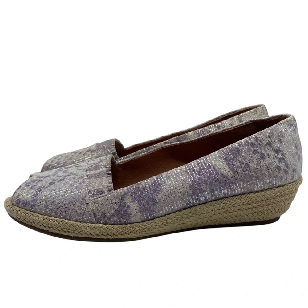 Gentle Souls Womens Shoes Lissa Espadrille 8.5 Purple White Slip On Cushioned